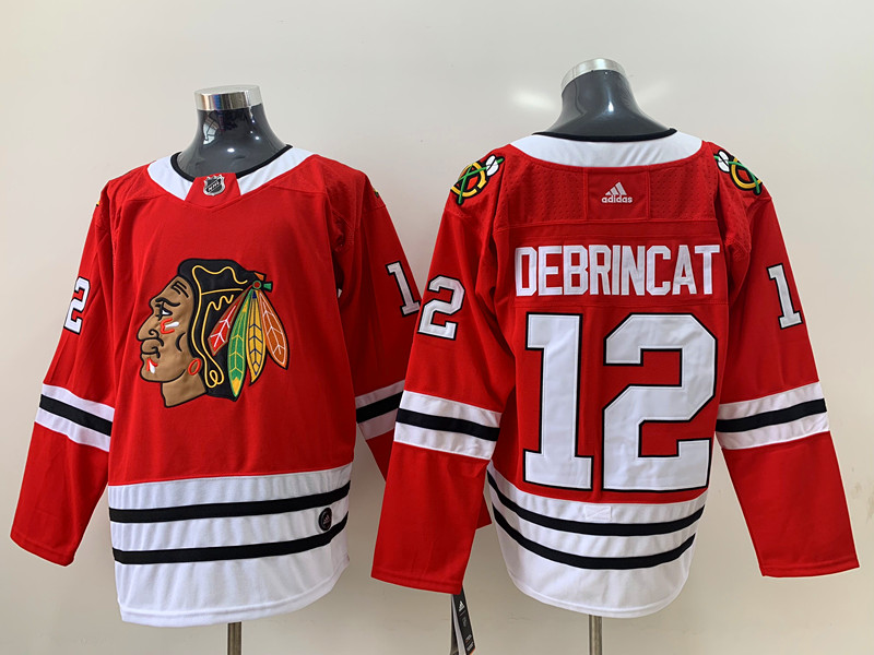 Men's Chicago Blackhawks Alex Debrincat #12 Red Home Breakaway Jersey